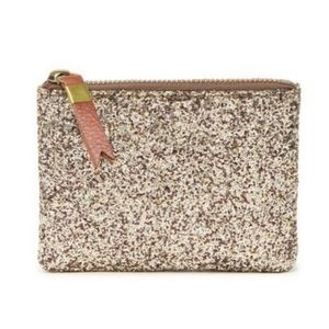 Madewell chunky gold glitter leather mini coin purse wallet